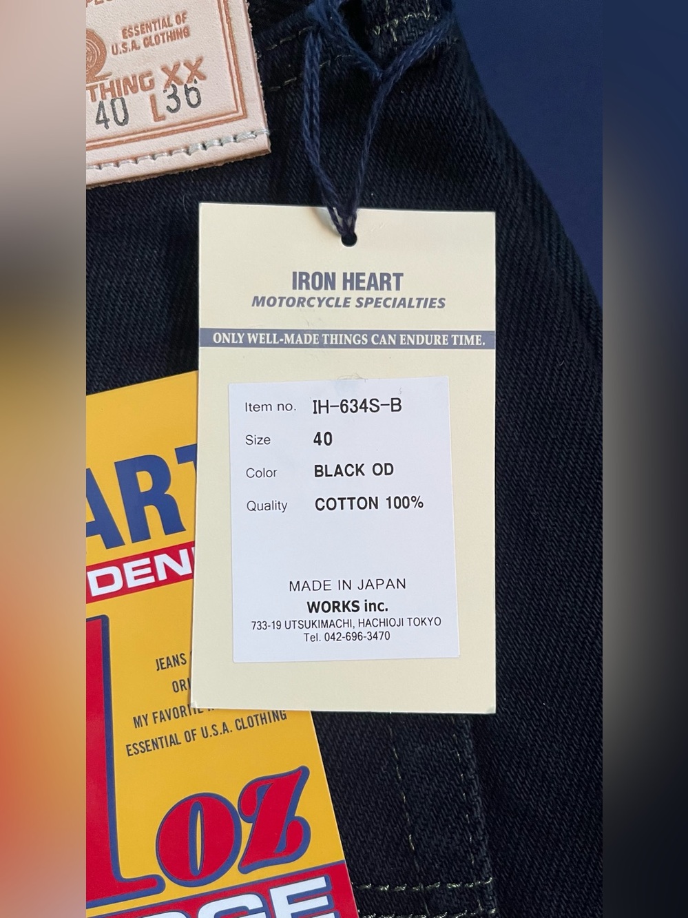 Iron Heart IH634S-B 21oz Indigo Overdyed Selvedge Straight Denim Jeans 40x36 NWT - Picture 3 of 8